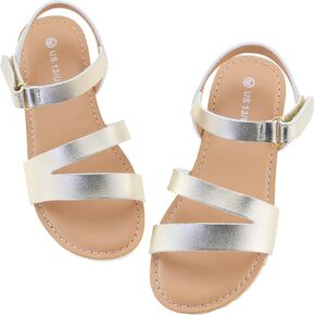 صنادل للفتيات من FLYFUPPY مفتوحة عند الأصابع للاستخدام الخارجي مع خطاف وحلقة أحذية صيفية للأطفال للبنات فضية للأطفال الكبار 3 in Kuwait