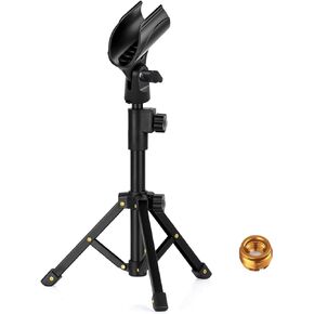 Tabletop Mic Stand, Adjustable Desktop Microphone Stand with Mic Clip and 5/8" Male to 3/8" Female Screw for Most Microphone on the Market