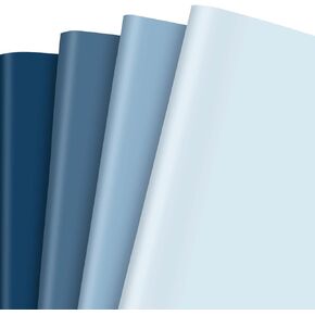 Whaline Dusty Blue Wrapping Paper - Not Roll - 4 Colors Gradient Blue Gift Wrap Paper Folded Flat Colorful DIY Craft Art Paper for Wedding Birthday Baby Shower Party Supplies, 8 Sheets