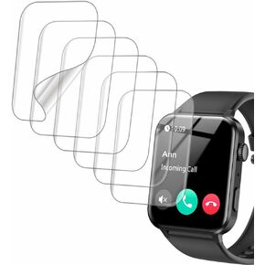 Compatible with IOWODO R30 Pro 1.85", Soft Smart Watch Screen Protector, TPU, 6-pack, Full Coverage, Bubble Self-healing