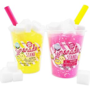 Compound Kings - Summertime Lemonade Stand - 2 Pack Jelly Cube Fluffy Slime Cup - Pink and Yellow Bundle