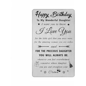 TANWIH Daughter I Love You Gifts Engraved Wallet Card, You Will Always Be My Baby Girl, To My Daughter Birthday Graduation Christmas Wedding Gifts from Mom Dad