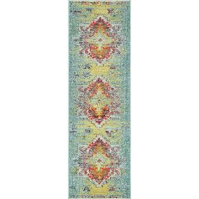 Unique Loom Vita Collection Over-Dyed Southwestern Tribal Vintage Area Rug, Rectangular 5' 0" x 8' 0", Turquoise/Yellow