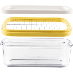 MAWEIRI Butter Slicer Cutter Stainless Steel, Easy Cutting Two 4oz Sticks Butter, Stick Butter Container Dish with Lid for Fridge