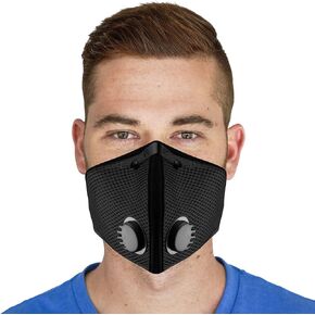 RZ Mask M2 Mesh Air Filtration Face Protection Dust Mask with 99.9% Effective Carbon Filters for Woodworking, Construction, Medium, 1 pack, Black