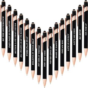 Aozora 15 Pieces Retractable Ballpoint Pens Black Ink 1.0 mm with Stylus Tip Touch School Office Decor Supplies Pretty Aesthetic Pens (Breast cancer Pink)
