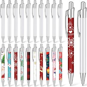 Yexiya Sublimation Pens Blank Heat Transfer Pen Sublimation Ballpoint Pen with Shrink Wrap White Aluminum Customized Clip Pen School Supplies for Christmas Office School Stationery Supplies (10 Pcs)
