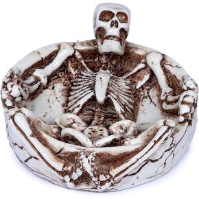 Resin Material Skull Ashtray for Indoor Outdoor Use, Home, Office Desktop Showpiece-3.16 Inch