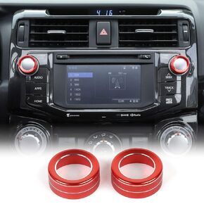 2pcs Audio Volume Sound Control Knob Button Cover Twist Switch Ring Trim for Toyota 4Runner 2010-2019 (Red)