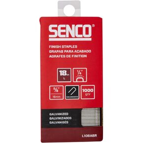 SENCO L10BABR 5/8" 18 Gauge 1/4" Crown Finish Staples, Galvanized Finish 1,000 Count Pack