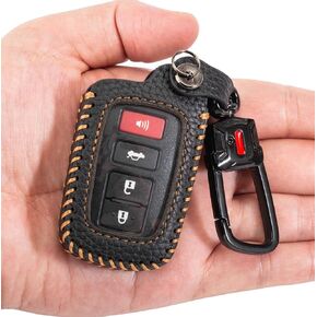 for Toyota Key Fob Cover Keychain Leather Car Key Case Fob Holder Compatible Highlander Tacoma Tundra Rav4 4Runner Camry Sequoia Corolla Prius (Gray)