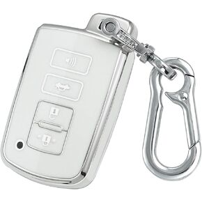 for Toyota Key fob Cover,case with Keychain,Soft TPU Protection Key Skin,4 Buttons Compatible with Sequoia Highlander XLE Camry for Corolla XSE for RAV4 Tundra Tacoma Remote Key(Red)