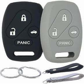Silicone Rubber Key Fob Cover Compatible with Honda Civic SI Hybrid EX Accord CR-V EX SE Pilot Element KR55WK49308 N5F-A05TAA N5F-S0084A (Black Grey