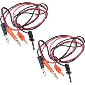 4mm Banana Plug to Test Hook Clip Test Lead Cable for Multimeter 1m/40" Length Black and Red - (2 Pairs)