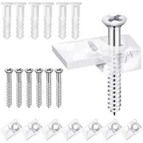 20 Set of Mirror Holder Clips,Clear Plastic Mirror Hanging Kit,Mirror Clips with Screw and Anchor for Wall,Mirror Mounting Clips Glass Retainer Clips Kit for Fixing Mirror Windows Cabinet Door