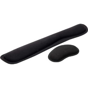 Mind Reader Ergonomic Keyboard and Mouse Wrist Rest Sets, Gaming Accessory, Memory Foam, 16.75"L x 3"W x 0.75"H, 6 pcs, Black