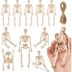 10 Pcs Halloween Mini Skeleton Figurine Decoration,6"Halloween posable Skeleton Decor,Small Plastic Skeleton Figure for Halloween Spooky Home Decor Haunted House Decorations Party Favors