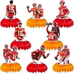 8 قطع 𝓟𝓪𝓽𝓻𝓲𝓬𝓴 لوازم حفلات أعياد الميلاد لكرة القدم، ديكورات طاولة مدينة كانساس، قطع مركزية على شكل قرص العسل لعيد ميلاد كرة القدم ثلاثية الأبعاد ديكورات طاولة مزدوجة جانبية للأولاد والبنات in Kuwait