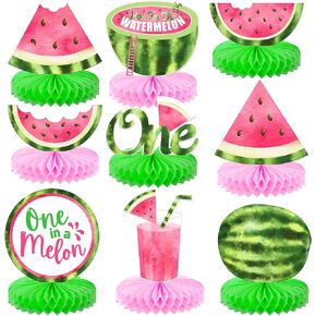 KatchOn, 9 Pcs One In A Melon Centerpieces for Tables - One In A Melon Party Decorations | Watermelon Centerpieces for Tables, Sweet One Watermelon Birthday Decorations | Watermelon Party Decorations