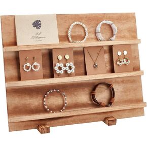 PH PandaHall 4 Tier Wooden Jewelry Display Stand, Earring Display Stands Rack Removable Showcase Rack, Retail Jewelry Display Card Holder for Selling Craft Jewelry Showing