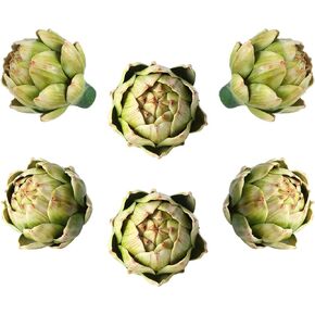 Timgle 6 Pcs Large Green Artificial Artichokes Fake Vegetables and Fruits for Summer Kitchen Wedding Bowl and Vase Decorations