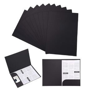 Kraft Paper Folders for A4 A5 Files Folders with Pocket and Prong Black Paper Folders Documents Folders Meeting Supplies Presentation Paper Organizer Project Folders for Office School Home 10Pack