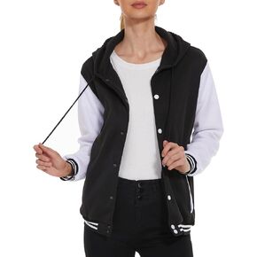 Womens Baseball Jacket Varsity Uniform Casual Loose Cardigan Unisex Adult Long Sleeve Warm Sports Jacket