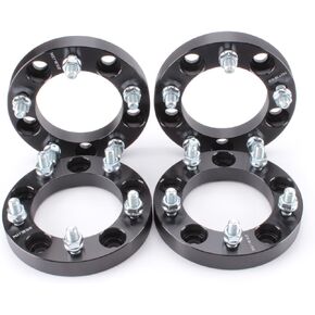 4pcs Wheel Spacers 1" Thick 5x5.5 (5X139.7) Bolt Pattern with 1/2" Studs for Dodge Ram 1500, Ford F100 F150 E100 E150 Bronco, Jeep CJ3 CJ5 CJ6 CJ7 Scrambler Black