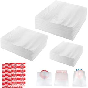 60 Pack Cushion Foam Wrap Pouches, 3 sizes Cushion Foam Pouch for Moving and Storing, Wrap Foam Packing Sheets Protect Fragile for Dishes, Furniture, Glasses, Plates, Cups