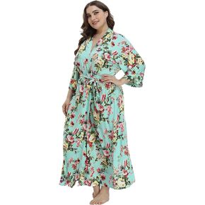 Crystal Dew Women's Plus Size Long Robes Lightweight Kimonos Soft Maternity Robes Knit Loungewear Sleepwear