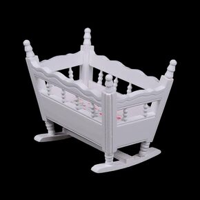 adult decorations 1:12 Dollhouse Miniature Wooden Crib Baby Doll Cradle Bed for Dollhouse Room , DIY Scene Doll Home Furniture Craft Accessoreis .