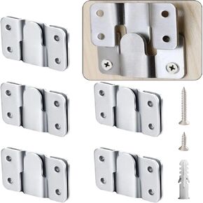 Flush Mount Bracket with Screws 6 Sets Hanging Buckle Kit, Interlocking Heavy Duty Photo Frame Hook, Furniture Connector for 100lb Picture Hangers Art Gallery Wall Mount Hardware, Stainless Steel (6)
