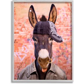 Stupell Industries Cool Trendy Donkey Wearing Hat Street Graffiti, Design by Michael Quackenbush