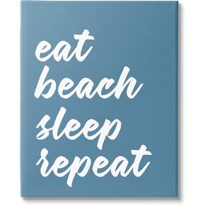 Stupell Industries Eat Beach Sleep Repeat Blue Script Phrase, Design by Lettered and Lined
