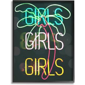 Stupell Industries Girls Neon Style Palm Tree Tropical Design, Design by Daphne Polselli