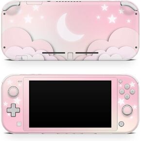 TACKY DESIGN Clouds Pastel Skin Compatible with Nintendo Switch lite, Starry Pink Moon Skin Compatible with Switch lite Lover Stickers, Vinyl 3m Decal, Full wrap Cover