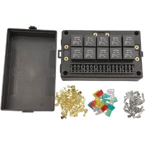 Universal Fuse Relay Box 15 Slots ATC ATO Fuse Holder and 10 Slots Relay Panel for 4 or 5 Pin Relays, Relay Socket Box 12V Compatible with Automotive Car Truck Marine Boat