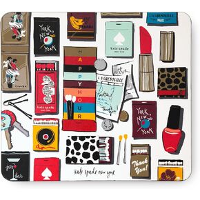 kate spade new york Leatherette Mouse Pad, 9" x 8" Mouse Mat with Non-Slip Back, Cute Mouse Pad for Office Desk, Spade Flower Stripe