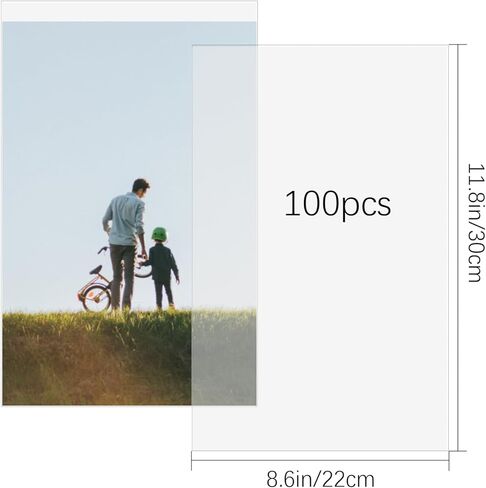 واقيات ورق بدون ثقوب، 100 قطعة، 8.5 بوصة × 11 بوصة، واقيات ورق رؤية واضحة، واقيات صفحة التحميل العلوي، أكمام صفائح بلاستيكية in Kuwait