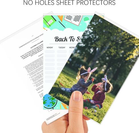 واقيات ورق بدون ثقوب، 100 قطعة، 8.5 بوصة × 11 بوصة، واقيات ورق رؤية واضحة، واقيات صفحة التحميل العلوي، أكمام صفائح بلاستيكية in Kuwait