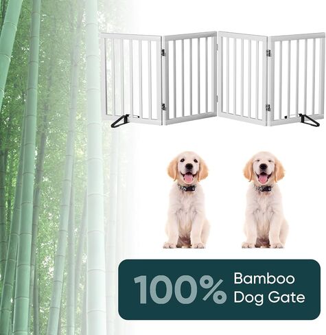 Freestanding Extra Wide Dog Gate Indoor, 6-Panel Wooden Pet Gate with 2 Metal Stands and 360°Hinge, Tall Dog Gates for Doorways, Stairs, Doorways, Kitchen, Foldable Safety Fence, 110"W x 32"H - Walnut in Saudi Arabia