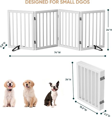 Freestanding Extra Wide Dog Gate Indoor, 6-Panel Wooden Pet Gate with 2 Metal Stands and 360°Hinge, Tall Dog Gates for Doorways, Stairs, Doorways, Kitchen, Foldable Safety Fence, 110"W x 32"H - Walnut in Saudi Arabia