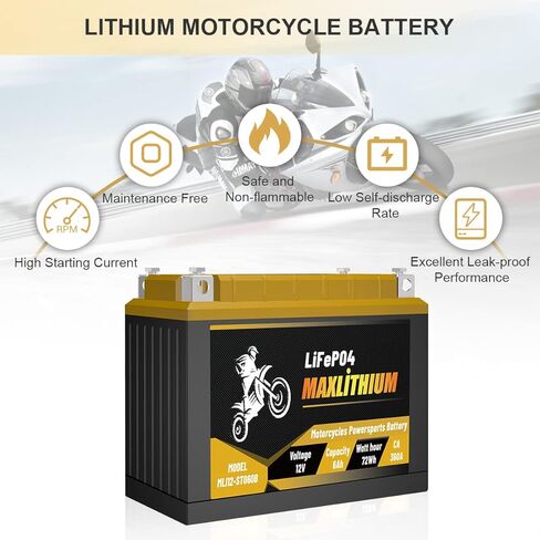 YTX7A-BS/YTX9-BS/YTZ10S-BS/YT12A-BS/YTZ12S-BS 12V 6Ah 360A Lithium Powersports Battery with Smart BMS, Compatible Motorcycle, ATV, UTV, Scooter, 4 Wheeler, Lawn Mower, and Generator Battery in Kuwait