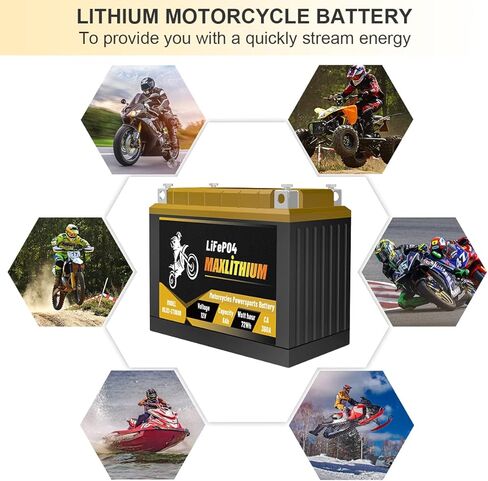 YTX7A-BS/YTX9-BS/YTZ10S-BS/YT12A-BS/YTZ12S-BS 12V 6Ah 360A Lithium Powersports Battery with Smart BMS, Compatible Motorcycle, ATV, UTV, Scooter, 4 Wheeler, Lawn Mower, and Generator Battery in Kuwait