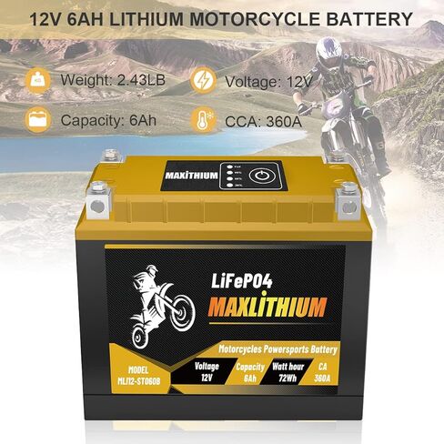 YTX7A-BS/YTX9-BS/YTZ10S-BS/YT12A-BS/YTZ12S-BS 12V 6Ah 360A Lithium Powersports Battery with Smart BMS, Compatible Motorcycle, ATV, UTV, Scooter, 4 Wheeler, Lawn Mower, and Generator Battery in Kuwait