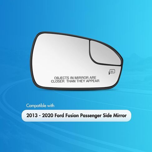 Driver Side Mirror Replacement for Ford Fusion 2013 2014 2015 2016 2017 2018 2019 2020, Left Side Exterior Mirror Glass, Heated, Chrome Convex Mirror with Backing Plate DS7Z17K707F in Saudi Arabia