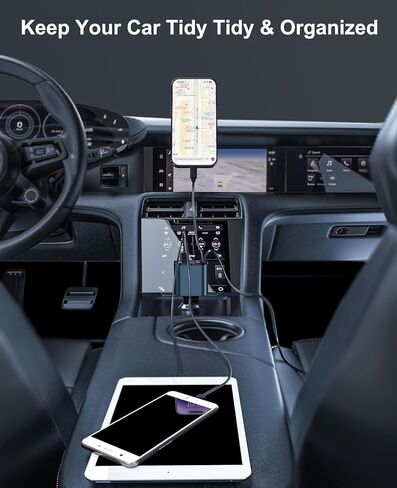 شاحن سيارة قابل للسحب مع 100 وات، شاحن سيارة سريع 4 في 1 لمحول شاحن هاتف iPhone للسيارة مع كابلات قابلة للسحب ومنفذي شحن شاحن قابل للسحب لهاتف iPhone 15/14/13/12 وGalaxy وPixel in Kuwait