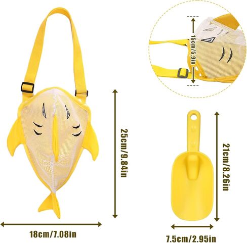 3pcs Mesh Beach Bags for Kids, Crab Style Seashell Bag with 3 Shovel & Adjustable Strap Shell Collecting Bag for Holding Pool Sand Toys Swimming Suit in Kuwait