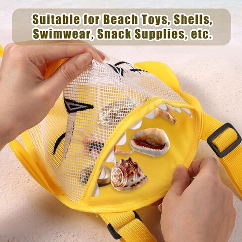 3pcs Mesh Beach Bags for Kids, Crab Style Seashell Bag with 3 Shovel & Adjustable Strap Shell Collecting Bag for Holding Pool Sand Toys Swimming Suit in Kuwait