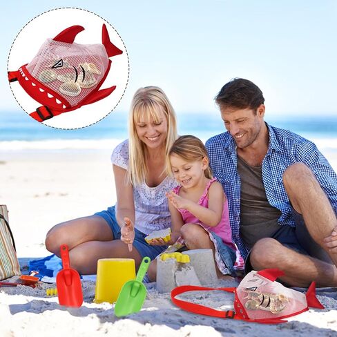 3pcs Mesh Beach Bags for Kids, Crab Style Seashell Bag with 3 Shovel & Adjustable Strap Shell Collecting Bag for Holding Pool Sand Toys Swimming Suit in Kuwait